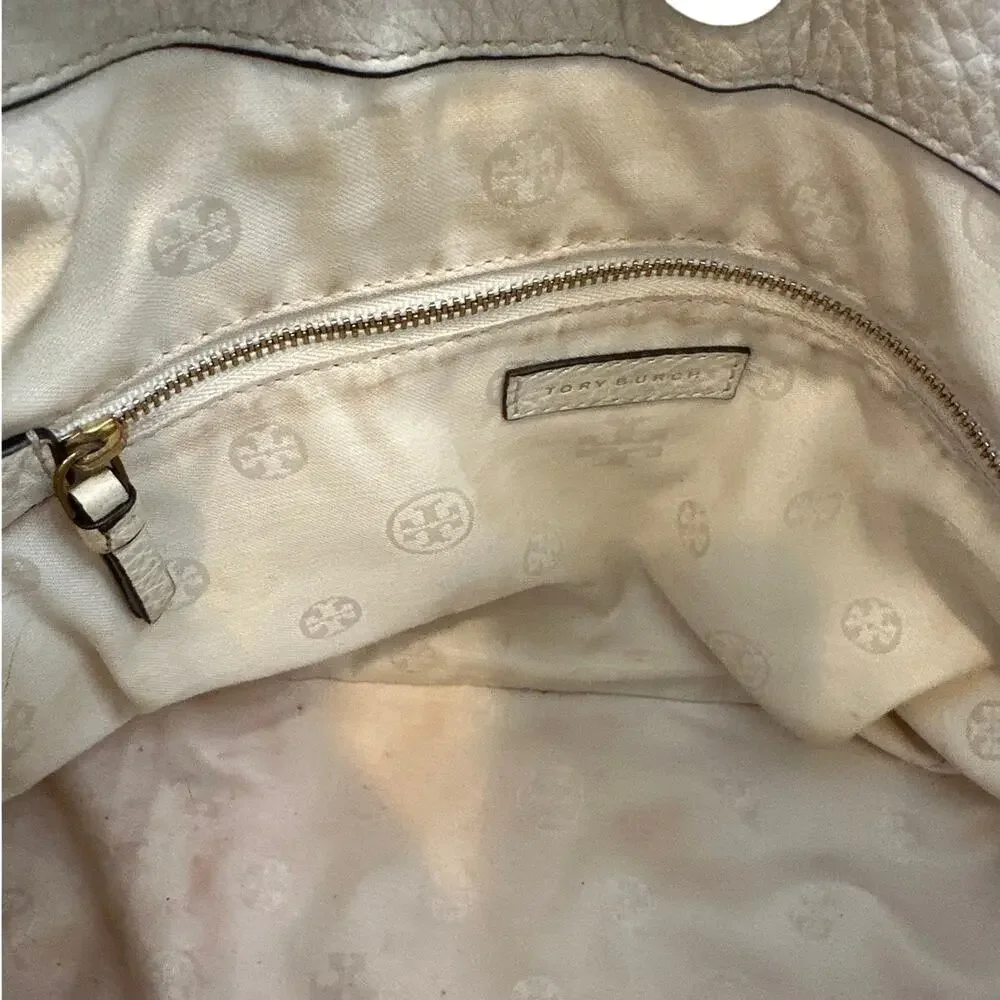 Tory Burch Frances Satchel‎ Colorblock Leather Navy Cream Tan